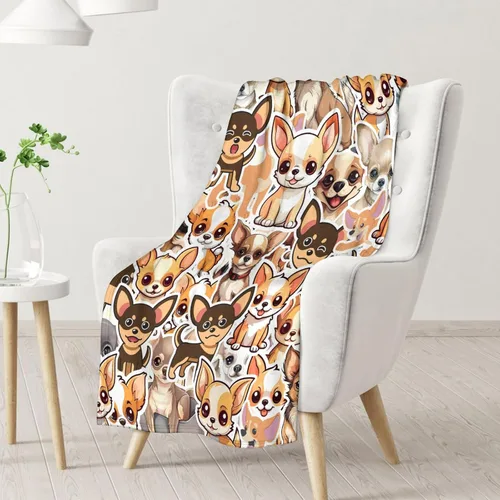 Miniatura 2 de Chihuahua - Manta de regalo de 30 x 40 pulgadas, bonita manta para niños y adultos, mantas amarillas suaves y peludas para sofá, oficina