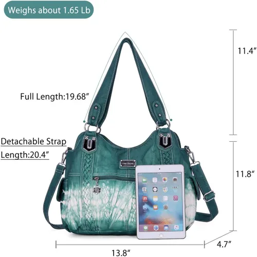 Miniatura 136 de Angel Barcelo - Bolsa de hombro amplia para mujer, diseño Hobo, cuero lavado