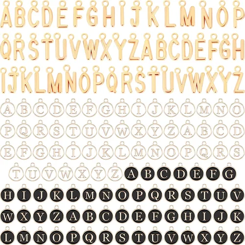 Miniatura 15 de SANNIX 156 piezas/6 juegos alfabeto ABC letras Charms Capital A-Z Charms DIY pulsera collar colgantes con 200 piezas abiertos Jump anillos
