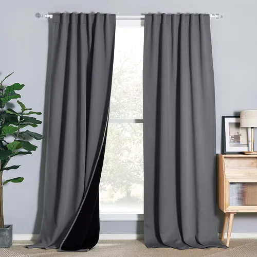 Miniatura 55 de NICETOWN Paneles de cortinas totalmente opacas para dormitorio que reducen el frío, cubiertas de ventana súper gruesas aisladas, cortinas Biscotti