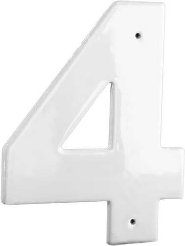 Montague Metal Products Placa de aluminio para exteriores con número 4 de 3 pulgadas, pequeña, color blanco