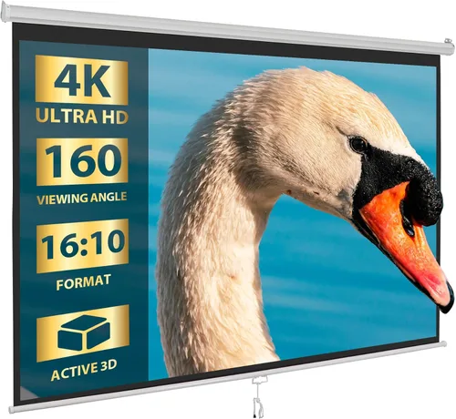 SUPER DEAL Pantalla de proyección HD de 100 pulgadas, 16:10, plegable, antiarrugas, portátil, pantalla de película, manual desplegable para cine en