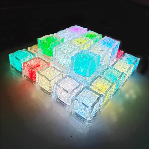 Miniatura 11 de Paquete de 120 cubitos de hielo iluminados, cubitos de hielo LED que brillan para bebidas con sensor de líquido, luces LED impermeables multicolor