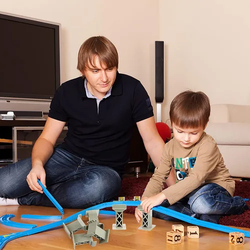 Miniatura 4 de 6 piezas de puente de tren, pilar de vía, accesorios de ferrocarril de varios niveles, soportes elevados, bloques de alto nivel, compatibles