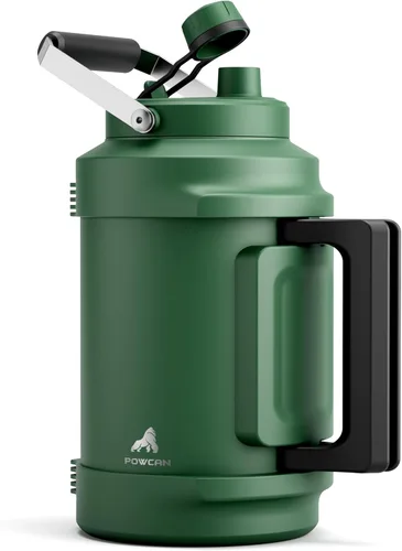 Miniatura 14 de Botella de agua aislada de 64 oz para gimnasio: tapa de boquilla de pajita 2 en 1, asa doble, a prueba de fugas, mantiene el frío 36H, jarra de agua