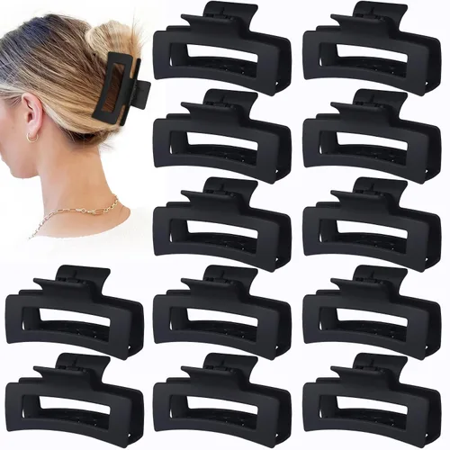 Miniatura 17 de Sisiaipu Accesorios Medianos para el Cabello de 3.5 Pulgadas - 12 Piezas Pinzas de Mandíbula Cuadradas para Cabello Grueso y Fino, Pinzas Básico
