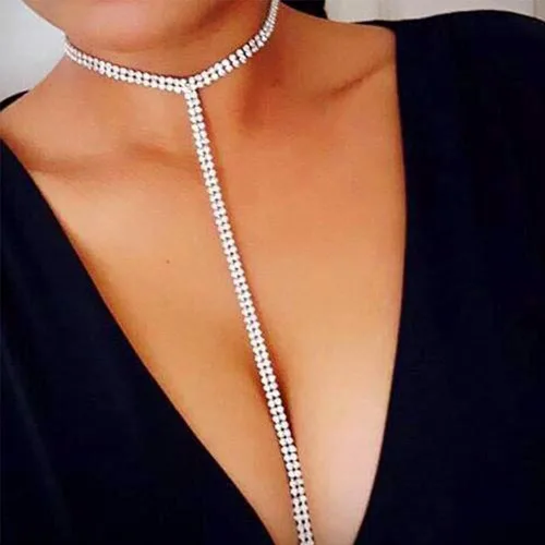 Miniatura 4 de Gargantilla de diamantes de imitación de plata brillante gargantilla de cristal para mujer