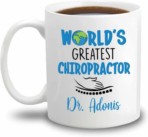 Miniatura 21 de Taza de té blanca personalizada con nombre quiropráctico de 11 onzas, 15 onzas, taza de café quiropráctico personalizada, taza de café quiropráctica