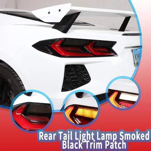 Miniatura 3 de Sekhyna Lámpara trasera trasera color negro ahumado, parche ABS 4 piezas compatible con Corvette C8 Stingray 2020-2023 cubierta de luz trasera