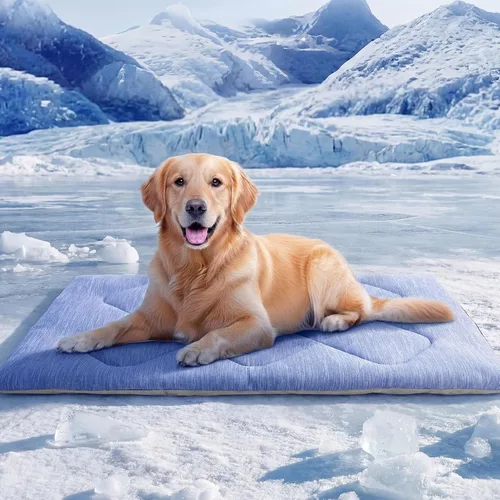 Miniatura 12 de ASENKU Tapete refrescante para perros, portátil y duradero, absorción física del calor, cama refrescante antideslizante y transpirable de verano Azul