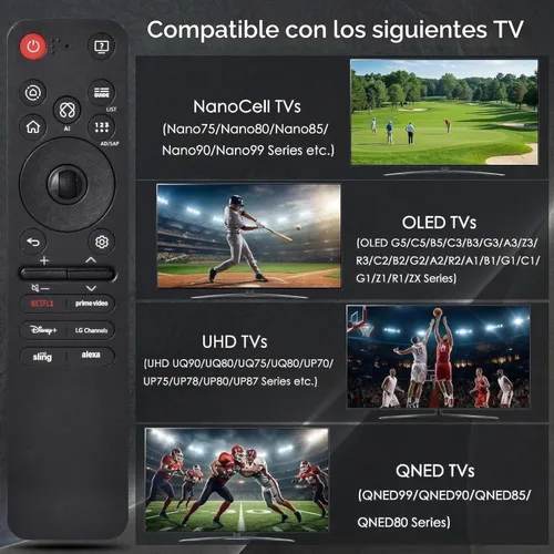 Miniatura 2 de Magic Remote para LG Smart TV, para todos los televisores 2019 a 2025, reemplazo universal AI Voice y control de puntero, 2 años de garantía