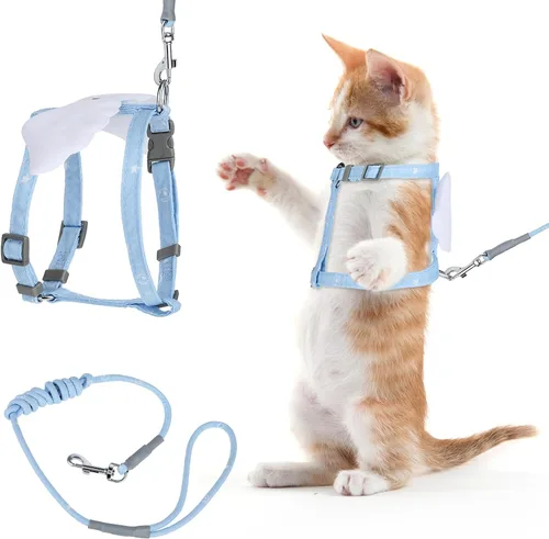 TIESOME Juego de arnés y correa para gato, arnés ajustable degradado para gatito, arnés a prueba de escapes con correa para caminar al aire libre
