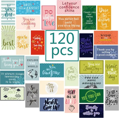 Miniatura 9 de Outus 120 tarjetas con citas motivacionales de motivación, agradecimiento, gratitud, motivación comercial, 30 estilos, 3.5 x 2 pulgadas