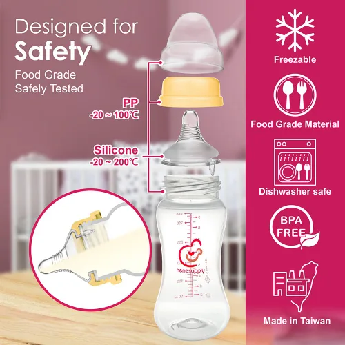 Miniatura 8 de Nenesupply Biberones naturales para recién nacidos, biberones de alimentación de flujo lento para bebés amamantados, cuello ancho, 9 onzas, PP