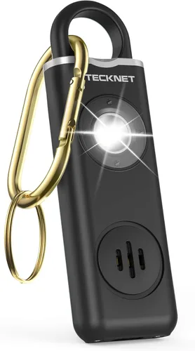 Miniatura 11 de TECKNET Alarma de seguridad personal recargable para mujeres, alarma de llavero de autodefensa de 130 dB con luz estroboscópica SOS, aviso de Azul