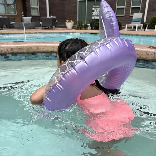 Miniatura 2 de Flotador de sirena para piscina, tubo de piscina para niños, cola de sirena inflable, anillos de natación, actividades acuáticas, suministros