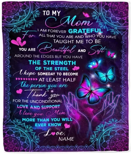 Miniatura 41 de Manta de vellón personalizada con texto en inglés «To My Mom», diseño de girasol de hija e hijo, carta de amor con texto en inglés «You are the