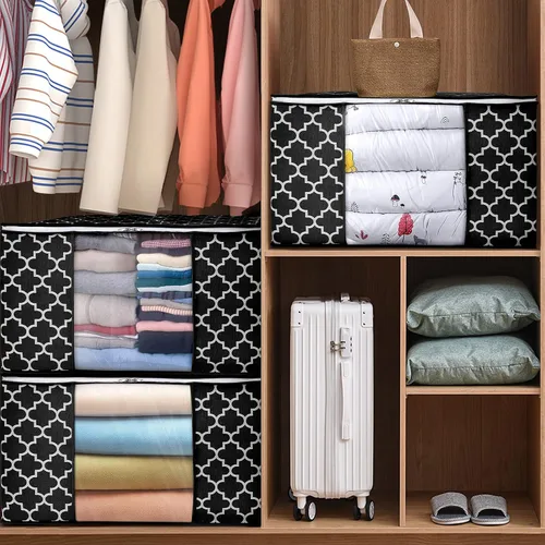 Miniatura 2 de ISELIFE Bolsas de Almacenamiento 100L Paquete de 2 Bolsas Grandes para Mantas y Ropa, Contenedores de Organización y Almacenamiento para Ropa