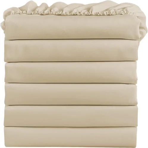 Miniatura 15 de FreshCulture Sábanas ajustadas tamaño King, paquete al por mayor de 6, bolsillo profundo, sábanas bajeras de microfibra suave para el hogar, Blanco
