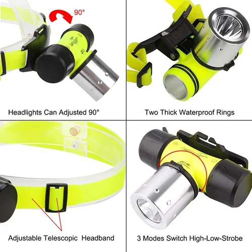 Miniatura 4 de LUXNOVAQ Linterna subacuática para buceo, súper brillante, 1800 lúmenes, linterna de buceo LED, IPX8 impermeable, 3 modos, linterna de buceo