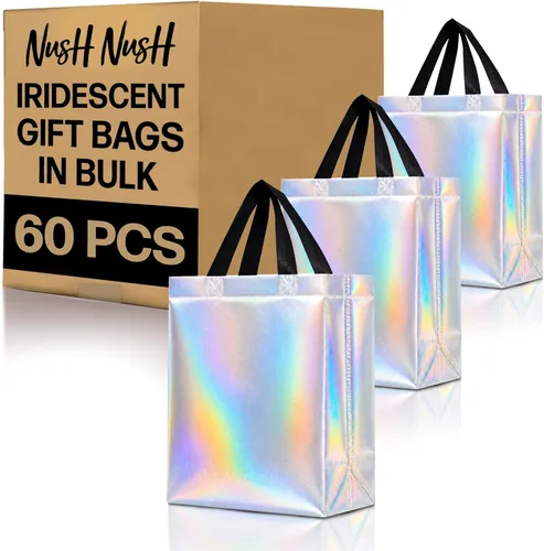 Miniatura 63 de Nush Nush Bolsas de regalo de color azul aguamarina de gran tamaño – Juego de 30 bolsas de regalo azul claro brillante con asas a granel – Bolsa