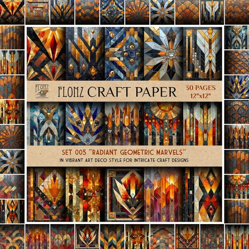 Miniatura 10 de Papel de álbum de recortes (30 páginas 30x30 cm) Neon Deco: Radiantes patrones de arte deco neón para proyectos de manualidades audaces y vibrantes