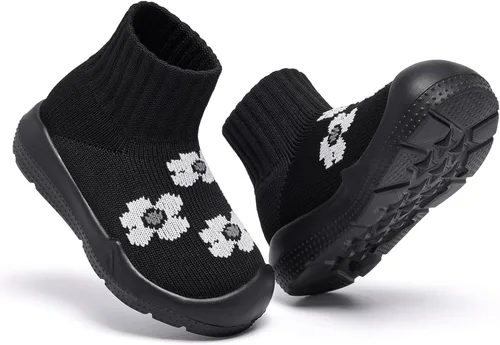 Miniatura 4 de MORENDL - Zapatos de calcetín para niños pequeños, zapatos para caminar para bebés, tenis antideslizantes tipo pantuflas para niños y niñas