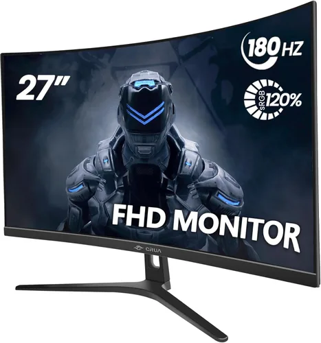 Miniatura 10 de CRUA Monitor curvo de 27 pulgadas, panel VA FHD (1920 x 1080P), 100 HZ, monitor de computadora profesional 120% sRGB, biseles estrechos en tres