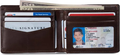 Miniatura 3 de Alpine Swiss Nolan - Cartera plegable para hombre con protección RFID, de piel auténtica, viene en una caja de regalo