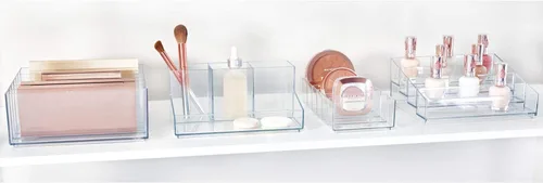 Miniatura 6 de iDesign 42870 Clarity - Organizador de paleta de maquillaje ancho dividido de plástico sin BPA, 8.1 x 8.1 x 3.7 pulgadas