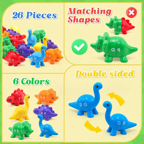 Miniatura 2 de 26 piezas de juguete de habilidades motoras finas con letras coincidentes, juego educativo de alfabeto para niños pequeños de 1 a 3 años, juguete