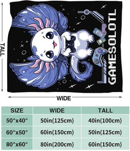 Miniatura 5 de Tijuboni Axolotl Manta de Juegos para Videojuegos, Regalos de Juegos para Niñas, Niños, Mujeres, Hombres, Niños y Adultos, Manta Suave de Franela