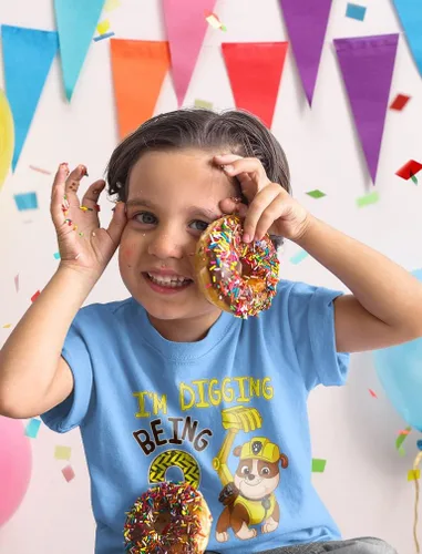 Miniatura 2 de Rubble Paw Patrol - Camiseta de 3er cumpleaños Regalo divertido para niños de 3 años Camiseta de fiesta temática de excavación para niños pequeños