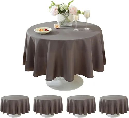 Miniatura 14 de Paquete de 5 Manteles Cuadrados 60 x 60 Pulgadas de Carbón, Mantel de Poliéster Lavable para Uso en Hogar, Fiesta, Boda o Restaurante.