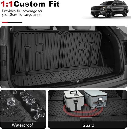 Miniatura 2 de Tapete de carga compatible con Kia Sorento 2021-2025 2026 Tapete de maletero con tapete para respaldo de asiento, TPE para todo tipo de clima