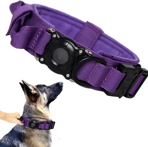 Miniatura 19 de Collar táctico para perro, ajustable, militar, de nailon, con asa de control y hebilla de metal resistente para perros medianos y grandes (negro, S)