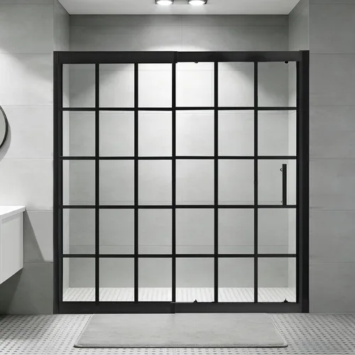 Miniatura 12 de Puerta de ducha de 44-48" de ancho x 72" de alto, puerta de ducha de vidrio deslizante semi-sin marco, vidrio templado SGCC de 1/4" (6mm) puerta
