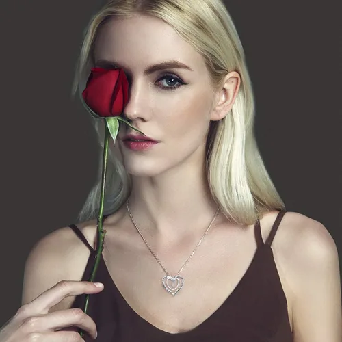 Miniatura 2 de DAOCHONG Collar de plata de ley S925 con cruz cristiana y corazón inspirador con versículo bíblico y rinags para mujeres, adolescentes y niñas
