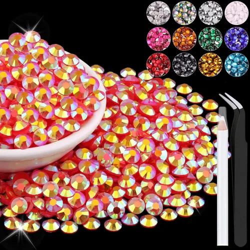 Miniatura 20 de 12000 diamantes de imitación de resina de 0.079 pulgadas a granel para manualidades (transparente), cristales deslumbrantes con parte trasera plana
