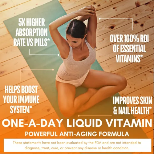 Miniatura 3 de Mega Premium Multivitamínico líquido Vitamina natural de apoyo inmunológico con 1333% de vitamina C, 200% D3, zinc + 20 vitaminas, 70 minerales