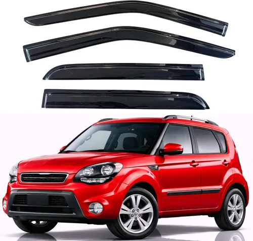 KPY Visor de ventana compatible con Kia Soul 2009-2013, Protector contra lluvia de 4 unidades, deflectores de ventilación de ventana lateral con