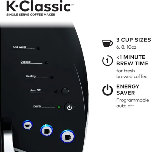 Miniatura 7 de Keurig K -Classic - Cafetera para Cápsulas K-Cup, para una sola taza de 6 a 10 oz / 177.44 a 295.74 ml. de tamaño de café, negro.