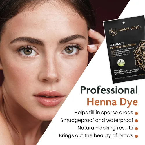 Miniatura 7 de Marie-José - Tinte de henna profesional para teñir manchas, cubre el cabello gris, retoque de raíz, bueno para 50 aplicaciones (juego de 5 colores)