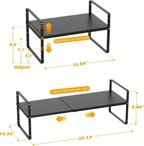 Miniatura 3 de Slideep Organizador de armario expandible, organizador de armario de cocina grande, organizador de estantes apilables grandes, organizador de Negro