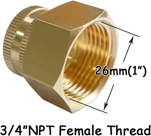 Miniatura 4 de Uenede Conector giratorio reductor de manguera de jardín de latón de 3/4 "GHT a 3/4 "NPT roscado doble hembra reductor adaptador de conversión