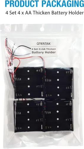 Miniatura 5 de Paquete de 4 soportes de batería AA gruesos con conector a presión estándar tipo I con cable