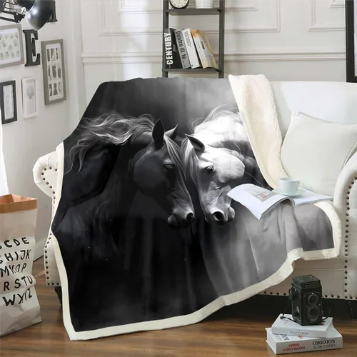 Erosebridal Manta de vellón con diseño de caballo para niñas, niños y parejas, 40 x 50 pulgadas, diseño de animales salvajes, acuarela, 3D,