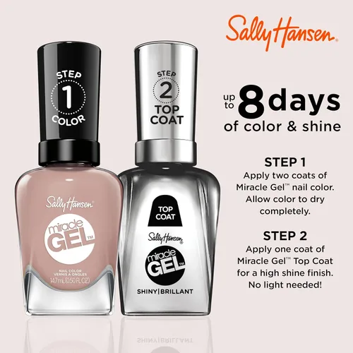 Miniatura 5 de Sally Hansen Miracle Gel Esmalte de uñas de calidad de salón Fórmula similar al gel, sistema de dos pasos, no necesita luz UV, larga duración