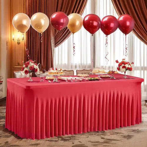 Miniatura 23 de PARTISKY - Mantel de elastano negro para mesas rectangulares de 4 pies, cubierta de mesa elástica para mesas plegables, bodas, fiestas, banquetes