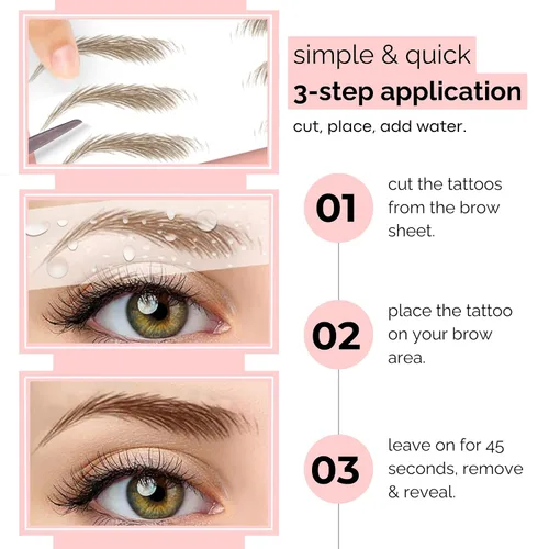 Miniatura 5 de 5 paquetes de tatuajes temporales para cejas, adhesivos impermeables para cejas, tatuajes falsos para el cabello tipo pelar de transferencia